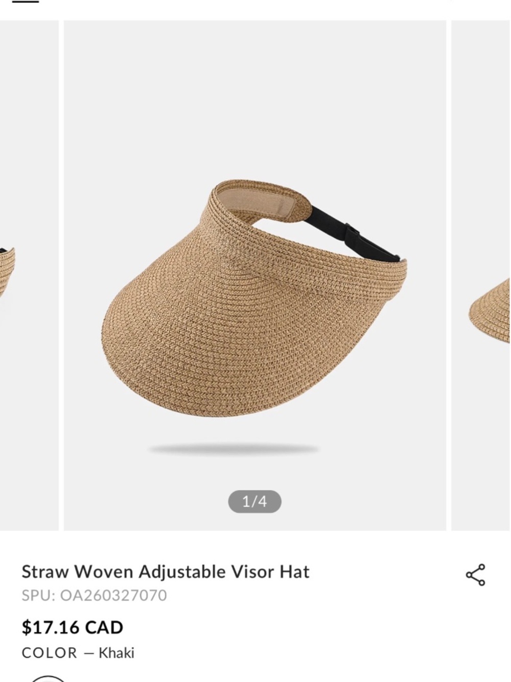 Commense Straw Woven Adjustable Visor Hat